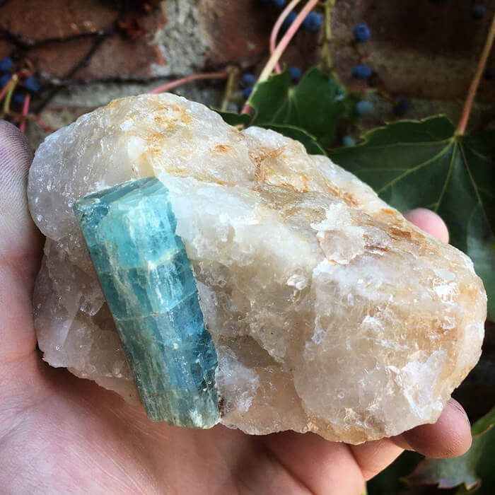 Brazilian Aquamarine Crystal on Quartz