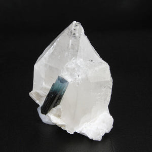 Blue Tourmaline Crystal on Quartz Point