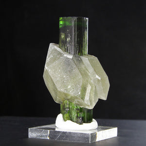Brazil Green Tourmaline in Quartz Crystal Mineral Specimen 