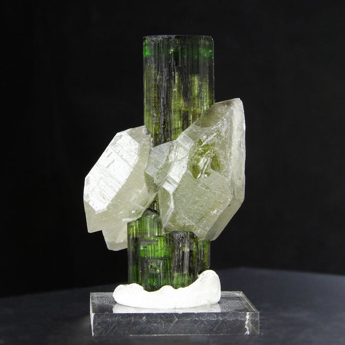 Green Tourmaline through Quartz Crysals Brazil
