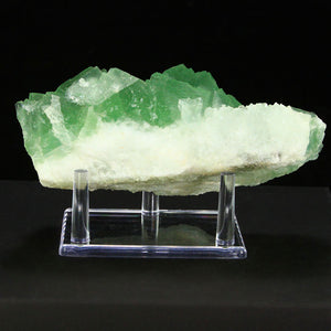 754g Vibrant Green Fluorite Crystals on White Quartz