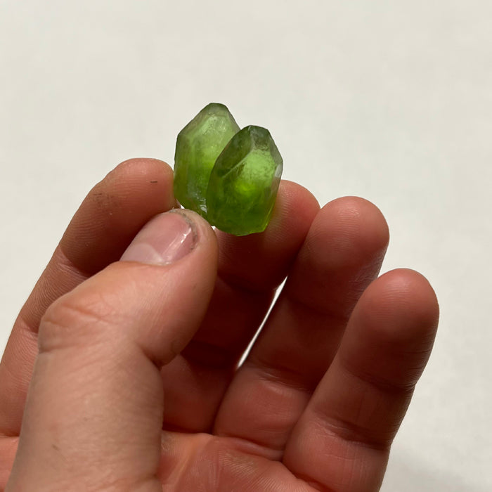 Twin Peridot Crystal Raw Green Pakistan 