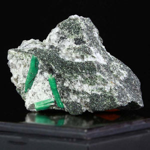 Green Chinese Emeralds on host rock
