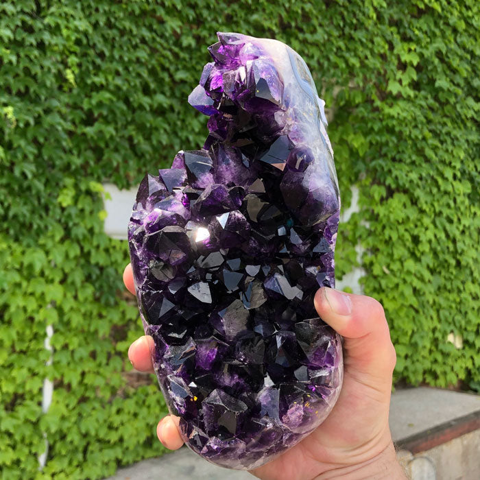Large Raw purple amethyst crystal cluster geode uruguay 