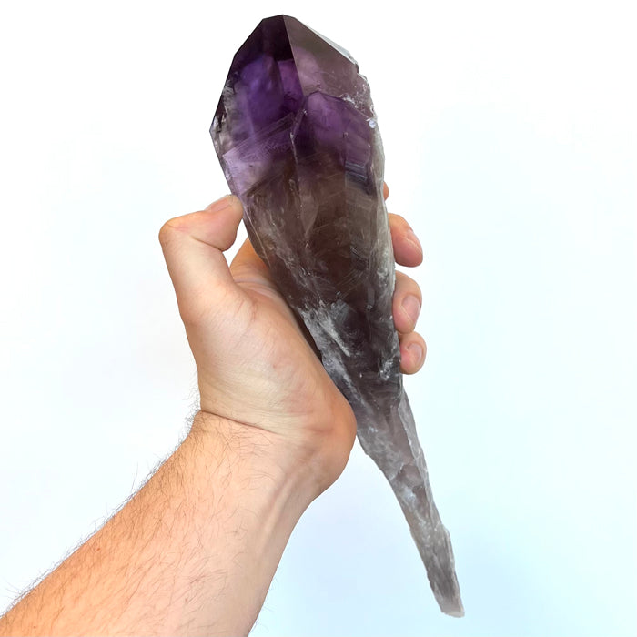 Amethyst crystal point scepter