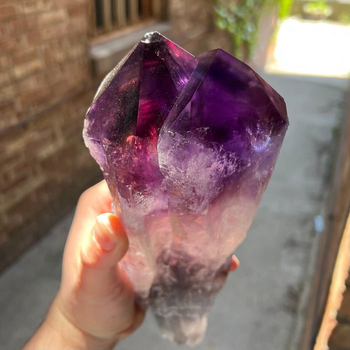 Double amethyst crystal point bahia brazil