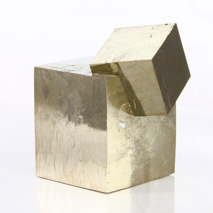 Double Pyrite Cube Crystal Specimen from Navajun Spain fools gold