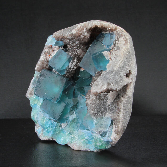Electric Blue Cubic Fluorite Mineral Specimen