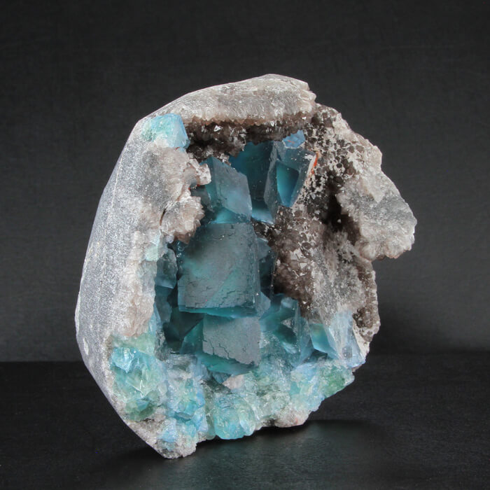 Electric Blue Cubic Fluorite Mineral Specimen