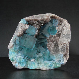 Electric Blue Cubic Fluorite Mineral Specimen