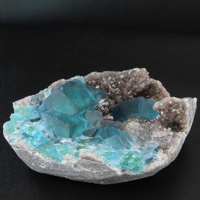 Electric Blue Cubic Fluorite Mineral Specimen