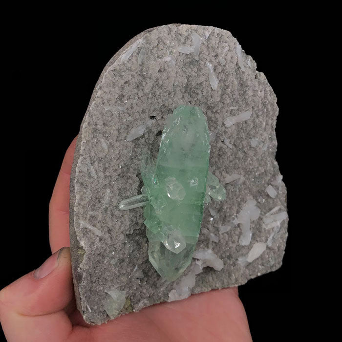 Green Apophyllite Crystal with Stilbite