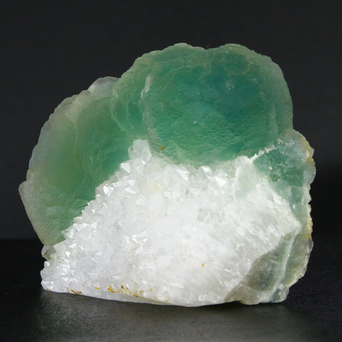 Green Fluorite Crystals on white Quartz China