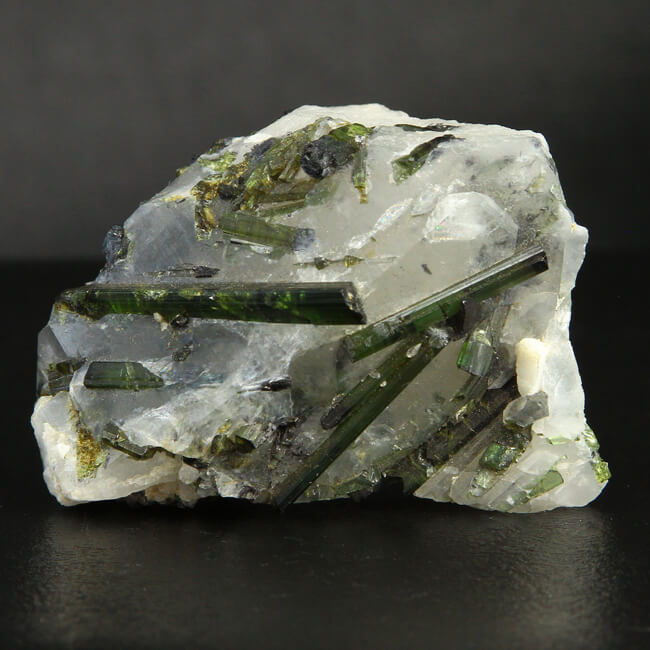 Green Tourmaline on Quartz
