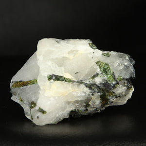 Green Tourmaline on White Quartz