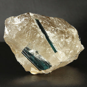 Blue Green Indicolite Tourmaline Crystals in Quartz 