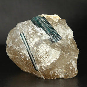 Indicolite Tourmaline Crystals in Quartz from Brazil