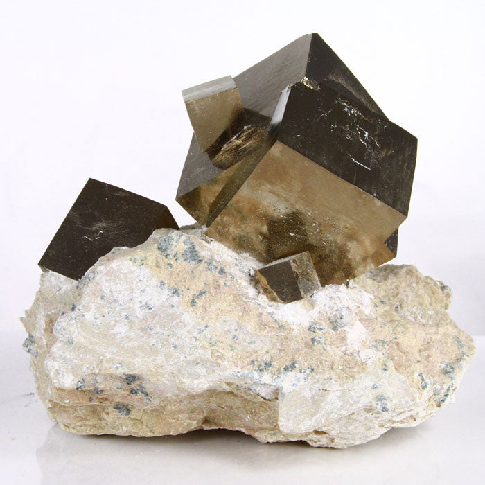 Spanish cubic pyrite cystals on matrix
