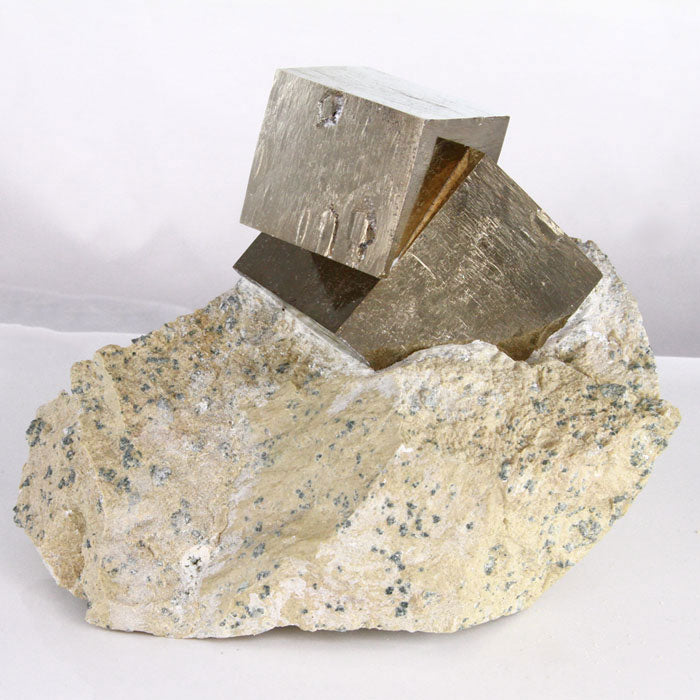 Cubic Pyrite Crystals on Matrix from Spain