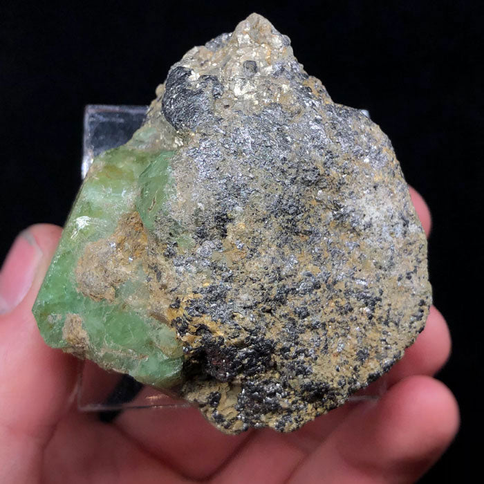124g Raw Green Garnet Crystal on Matrix