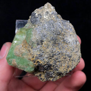 124g Raw Green Garnet Crystal on Matrix