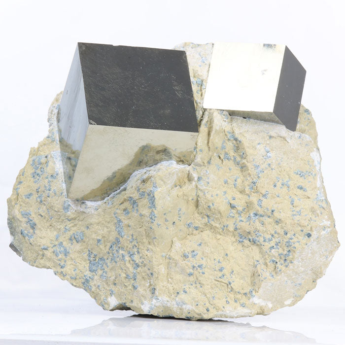 Large Cube Pyrite Crystal Cubes on Rock