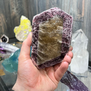 Huge Raw Lepidolite Crystal Yellow Purple