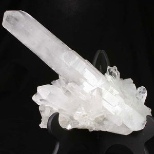 Large raw clear quartz crystal cluster