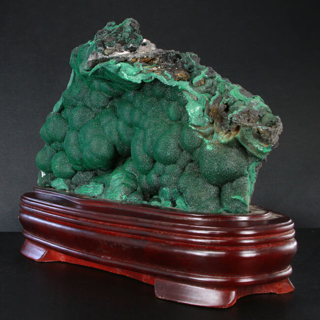 Malachite Mineral Specimen on Stand