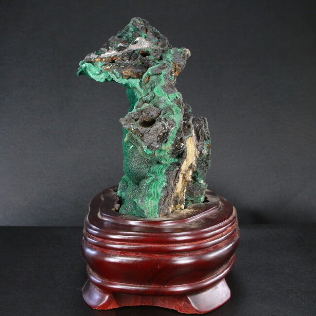 Malachite Mineral Specimen on Stand