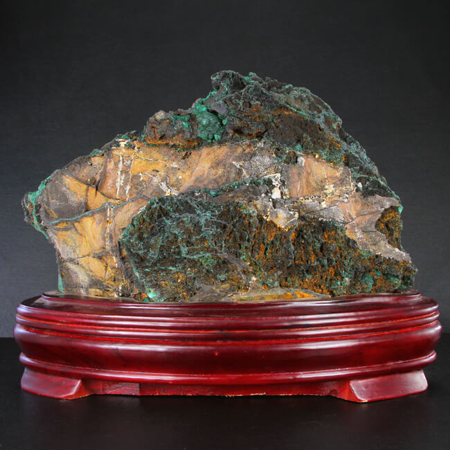 Malachite Mineral Specimen on Stand