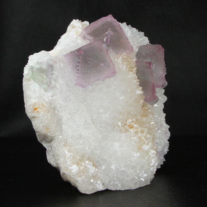 Purple Fluorite Octahedrons on Quartz