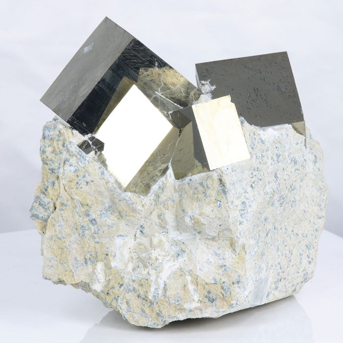 Natural cube pyrite crystal cluster