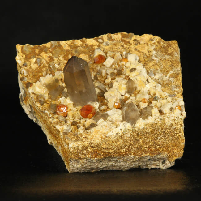 Spessartite Garnet and Quartz Mineral Specimen