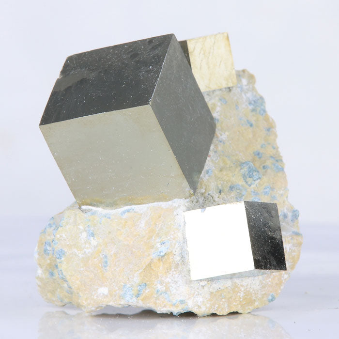 Triple Pyrite Cube Spain Mineral Specimen