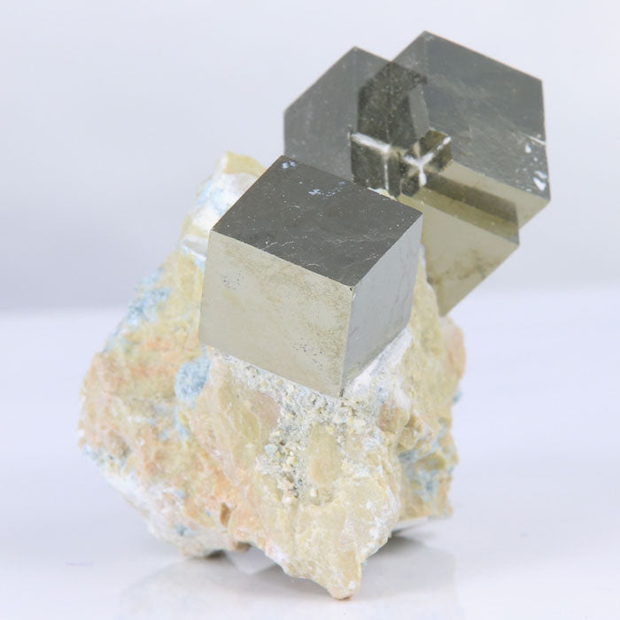 Double Pyrite Crystal Cube Mineral Specimen Spain