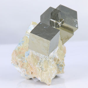 Double Pyrite Crystal Cube Mineral Specimen Spain