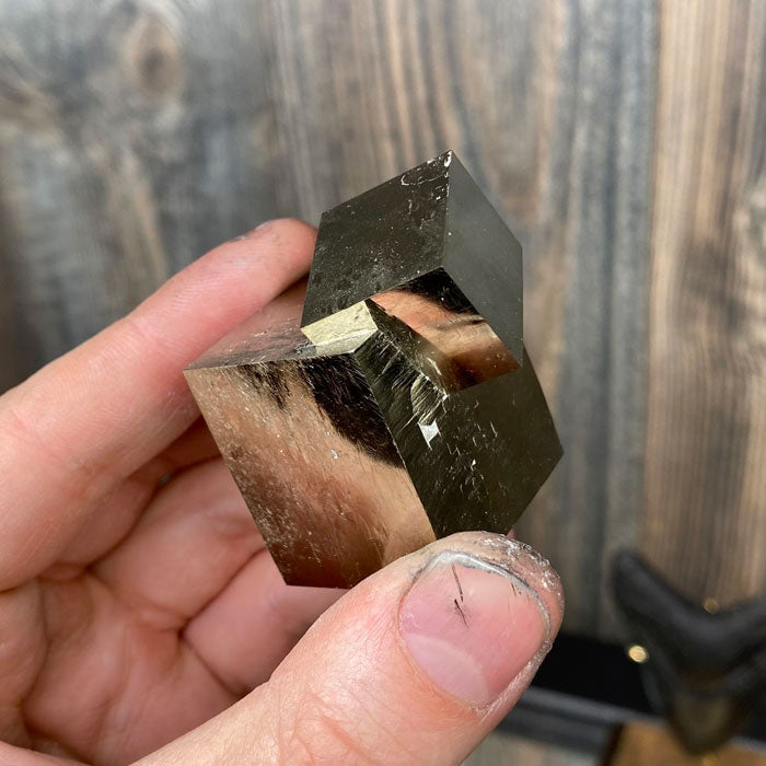 Double Pyrite Cube Crystal Specimen from Navajun Spain fools gold
