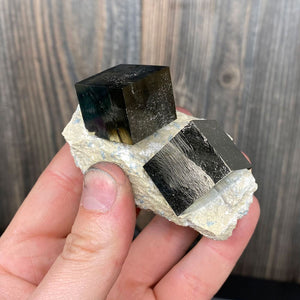 Pyrite on Matrix Cube Crystal Specimen