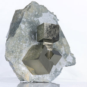 Navajun Pyrite Cube Crystal Cluster on Host Rock