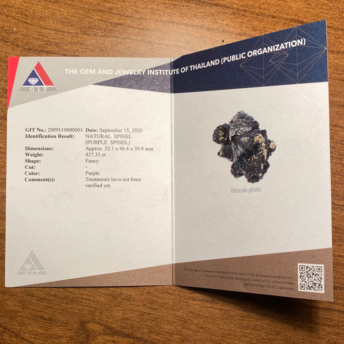 Large Black Spinel Crystal Mass 427ct