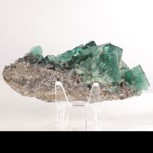 green fluorite mineral specimen raw host rock