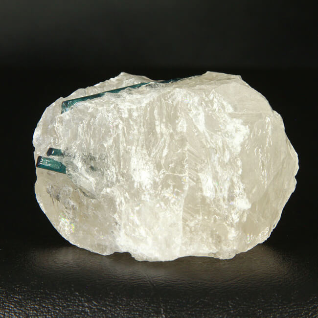 Blue Tourmaline Crystals in Clear Quartz