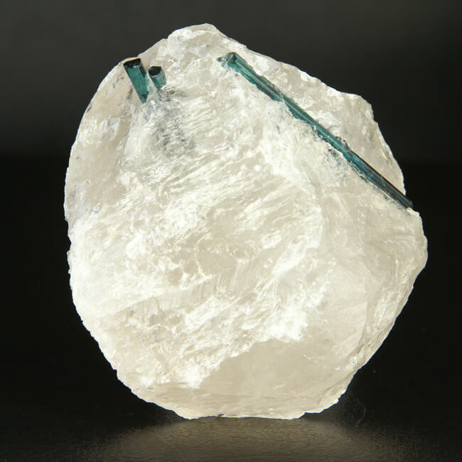 Blue Tourmaline Crystals in Clear Quartz