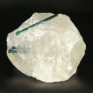 Blue Tourmaline Crystals in Clear Quartz