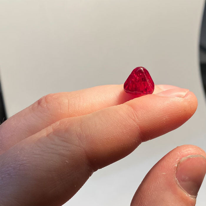 Deep Red Triangular Spinel Crystal Raw Specimen