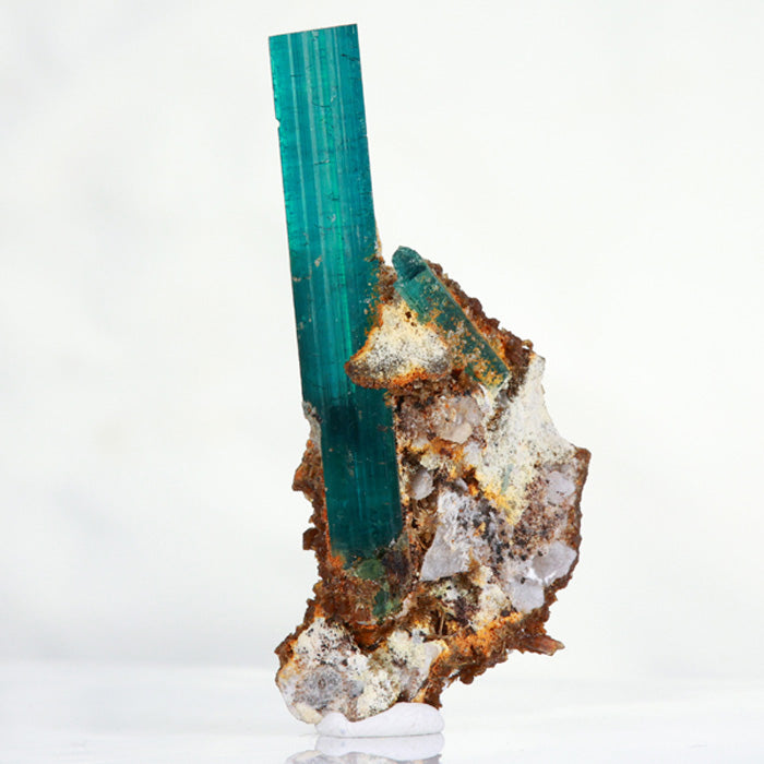 Blue Green Tourmaline Crystal on Matrix