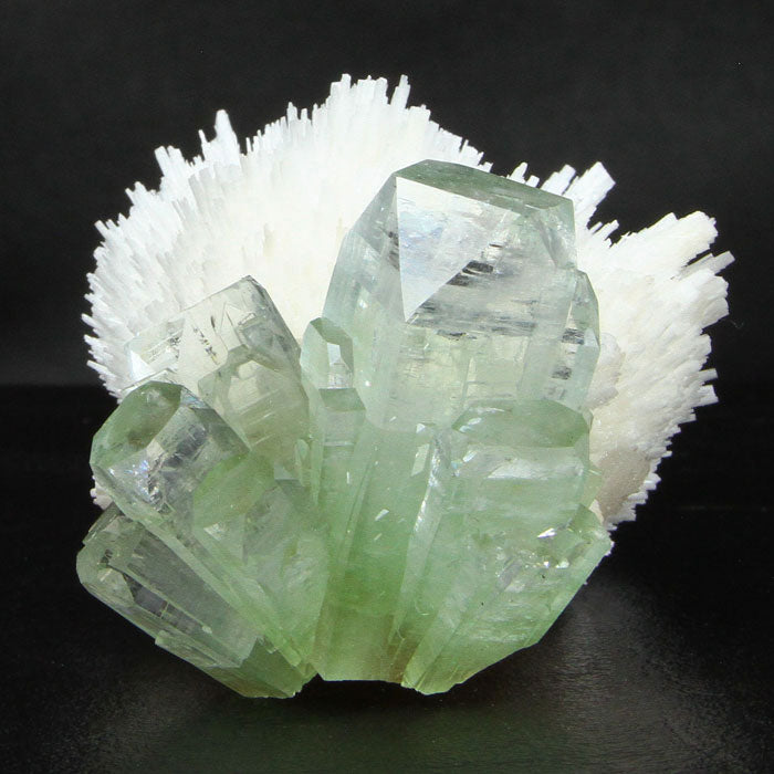 Green Apophyllite and White Scolecite from India