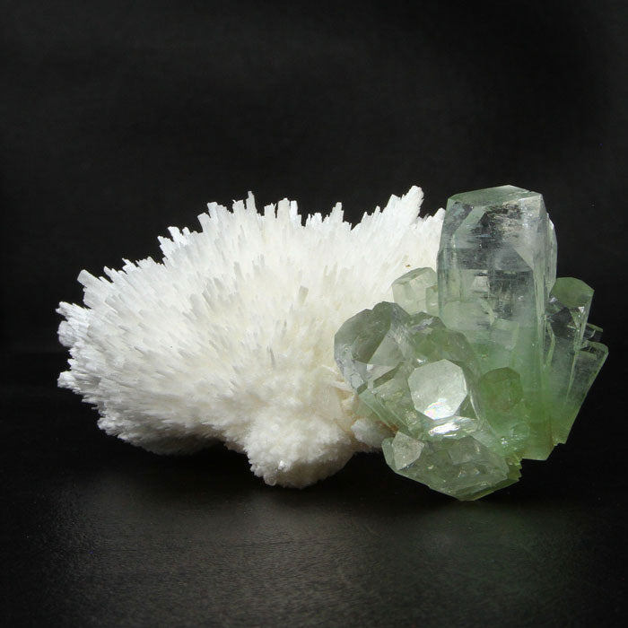 Green Apophyllite and White Scolecite from India