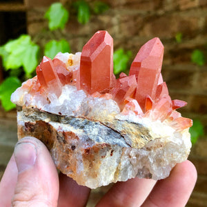 Hematite coated red quartz crystal from tata morocco